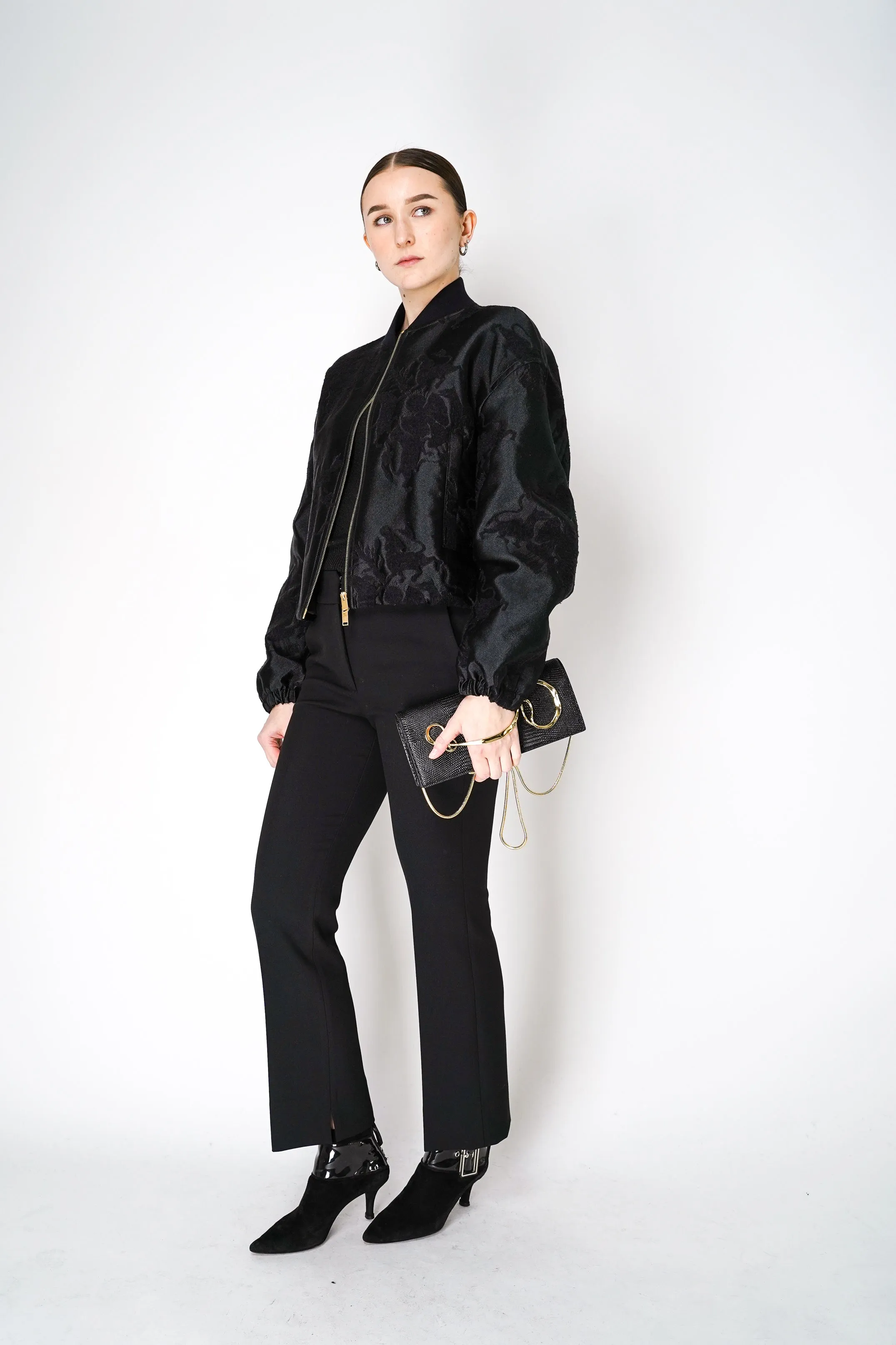 Fabiana Filippi Bomber Jacket in Black Jacquard