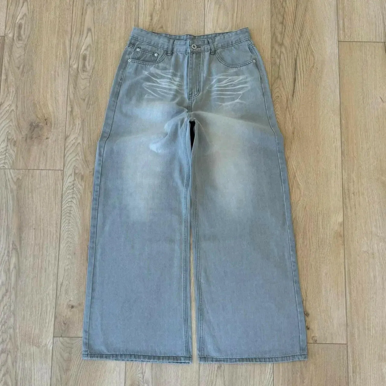 Faded Light Gray Baggy Jeans