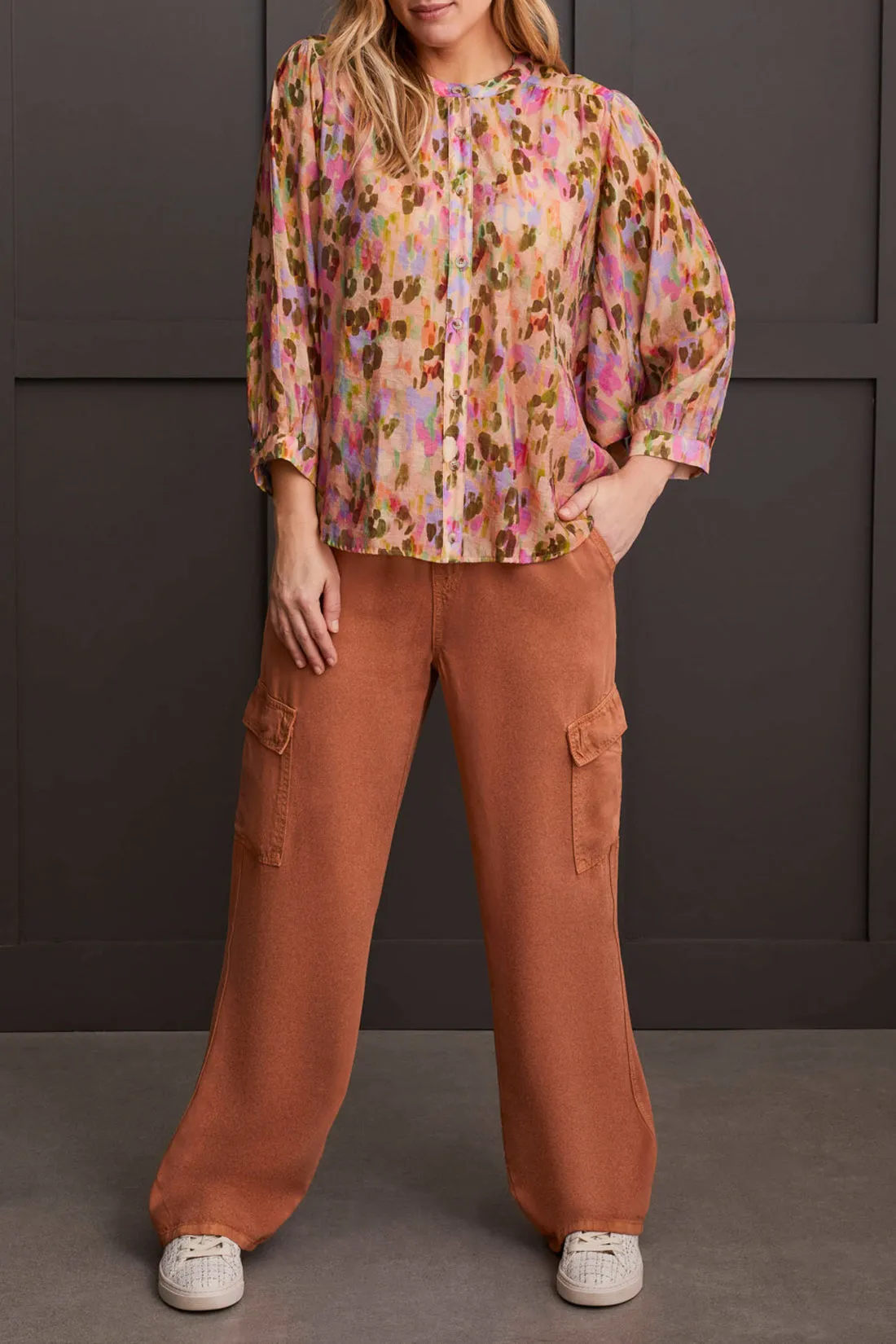 FLOWY DOLMAN SLEEVE BLOUSE