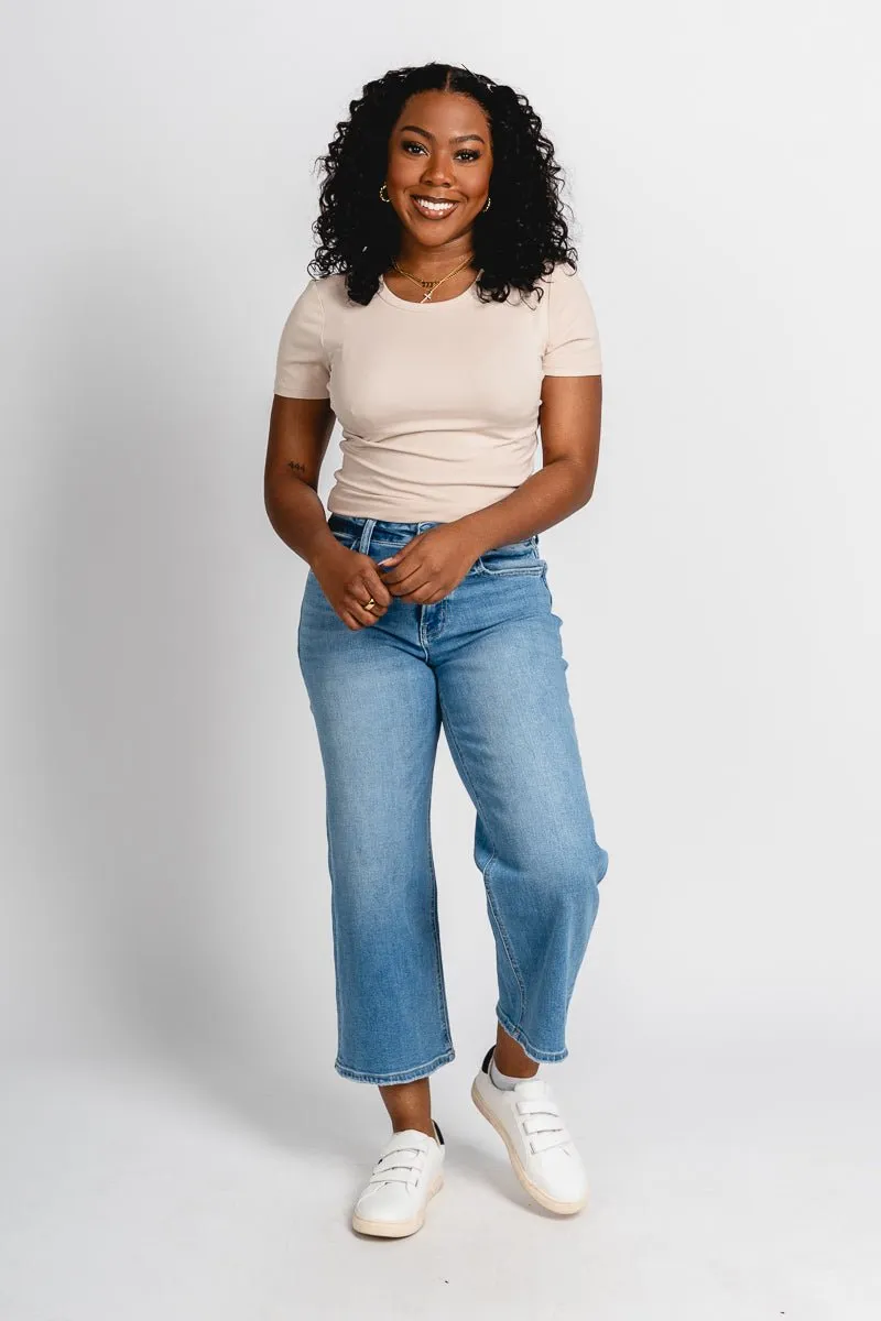 Flying Monkey high rise crop wide leg jeans beckoned