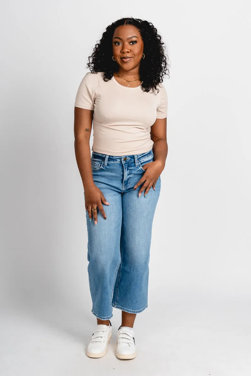 Flying Monkey high rise crop wide leg jeans beckoned