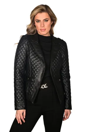 Frank Lyman Faux Leather Quilted Jacket Style 234123U