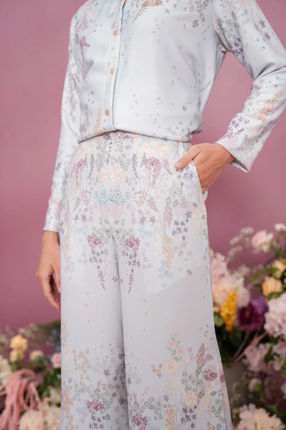 Gardenia Outer & Pants Set Ashy Blue