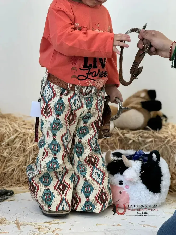 GIRLS ROCK & ROLL NATURAL COWHIDE AZTEC BELL BOTTOM