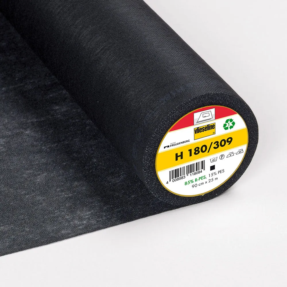 H180 Black Lightweight Fusible Interlining (Per Metre)