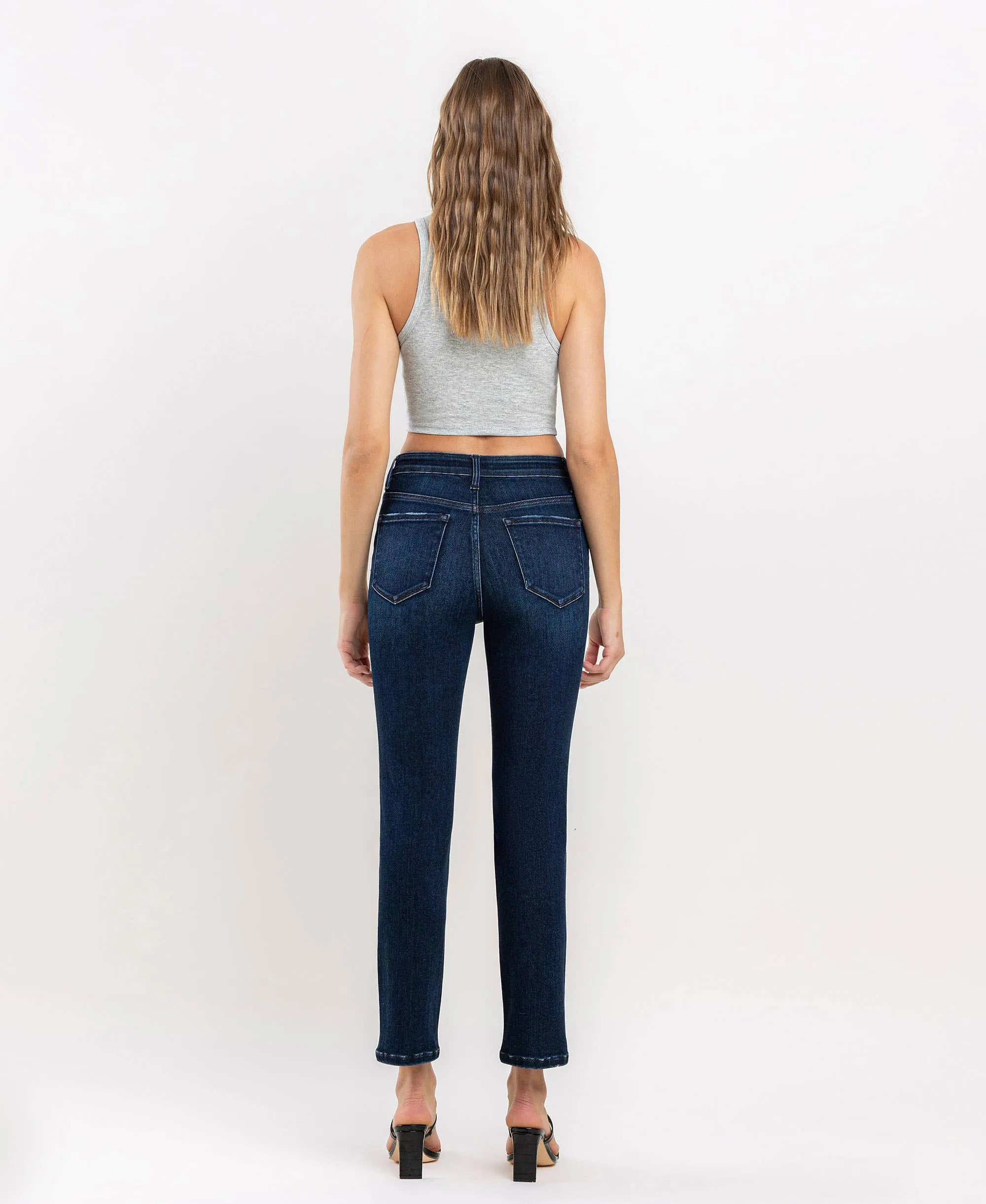 HIGH RISE ANKLE SLIM STRAIGHT JEANS