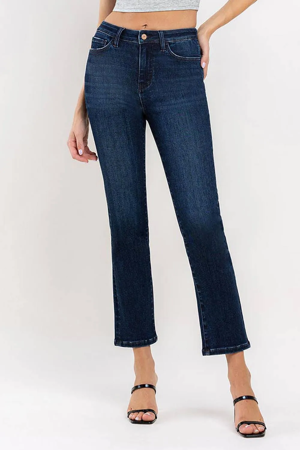 HIGH RISE ANKLE SLIM STRAIGHT JEANS
