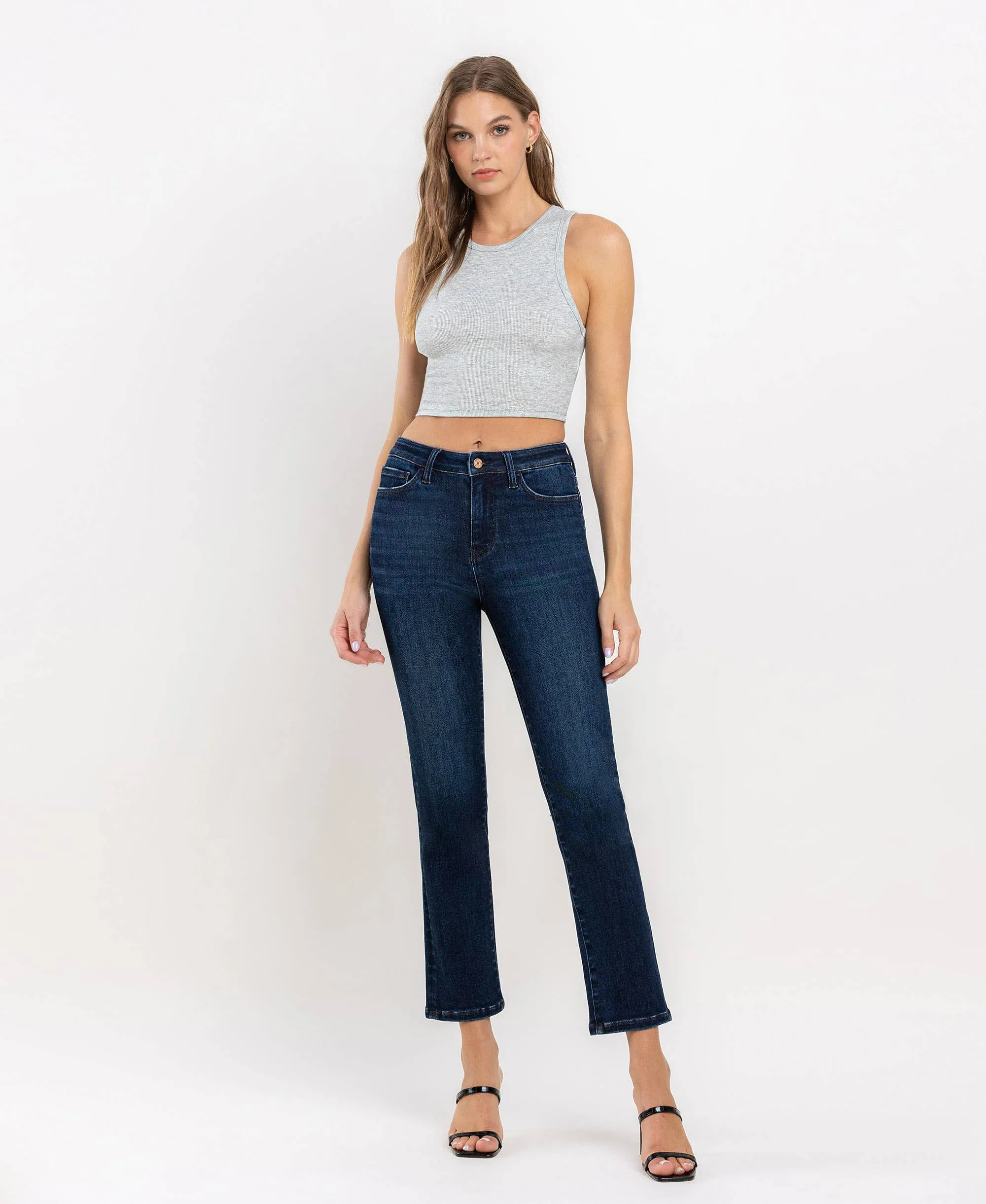 HIGH RISE ANKLE SLIM STRAIGHT JEANS