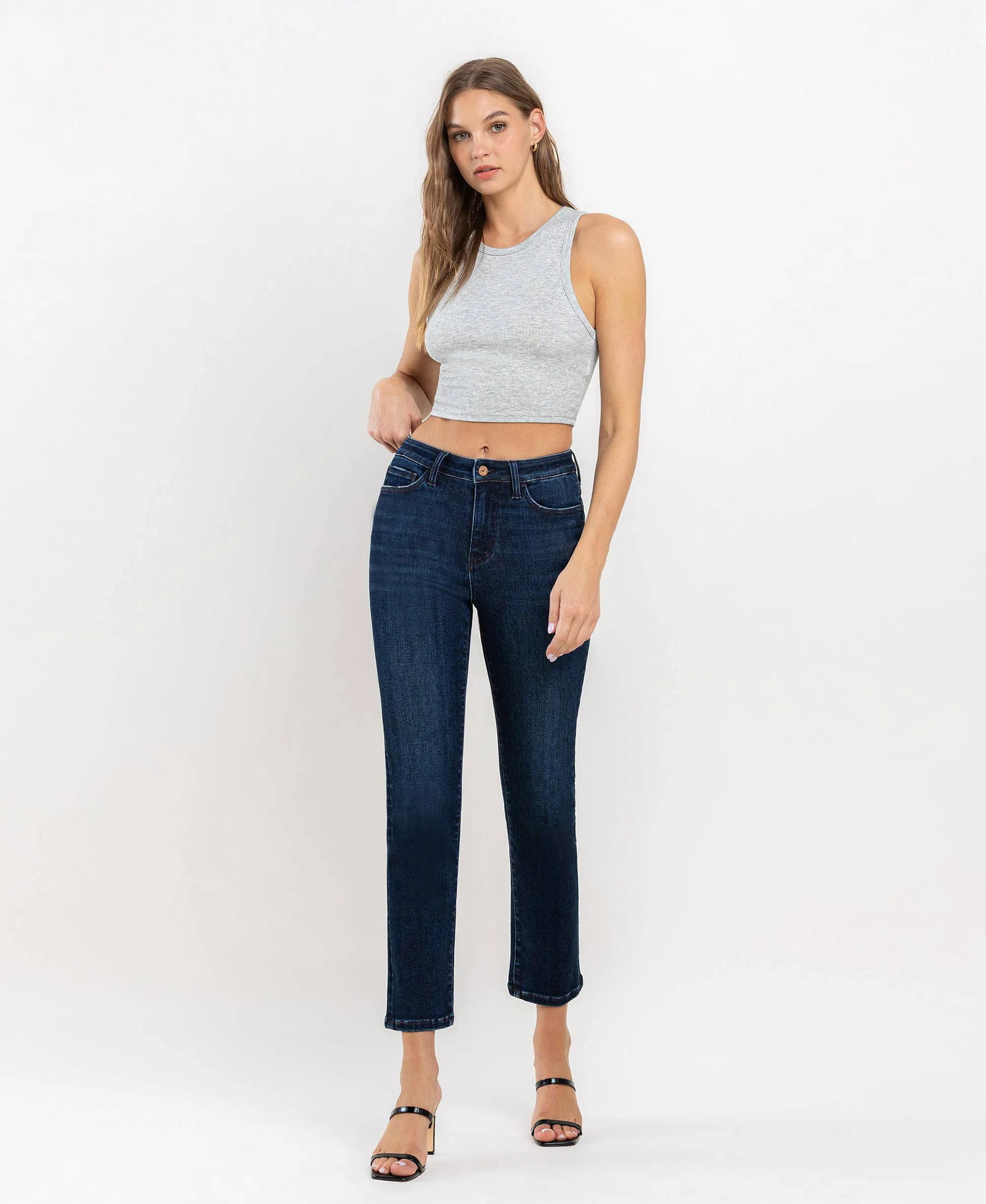 HIGH RISE ANKLE SLIM STRAIGHT JEANS