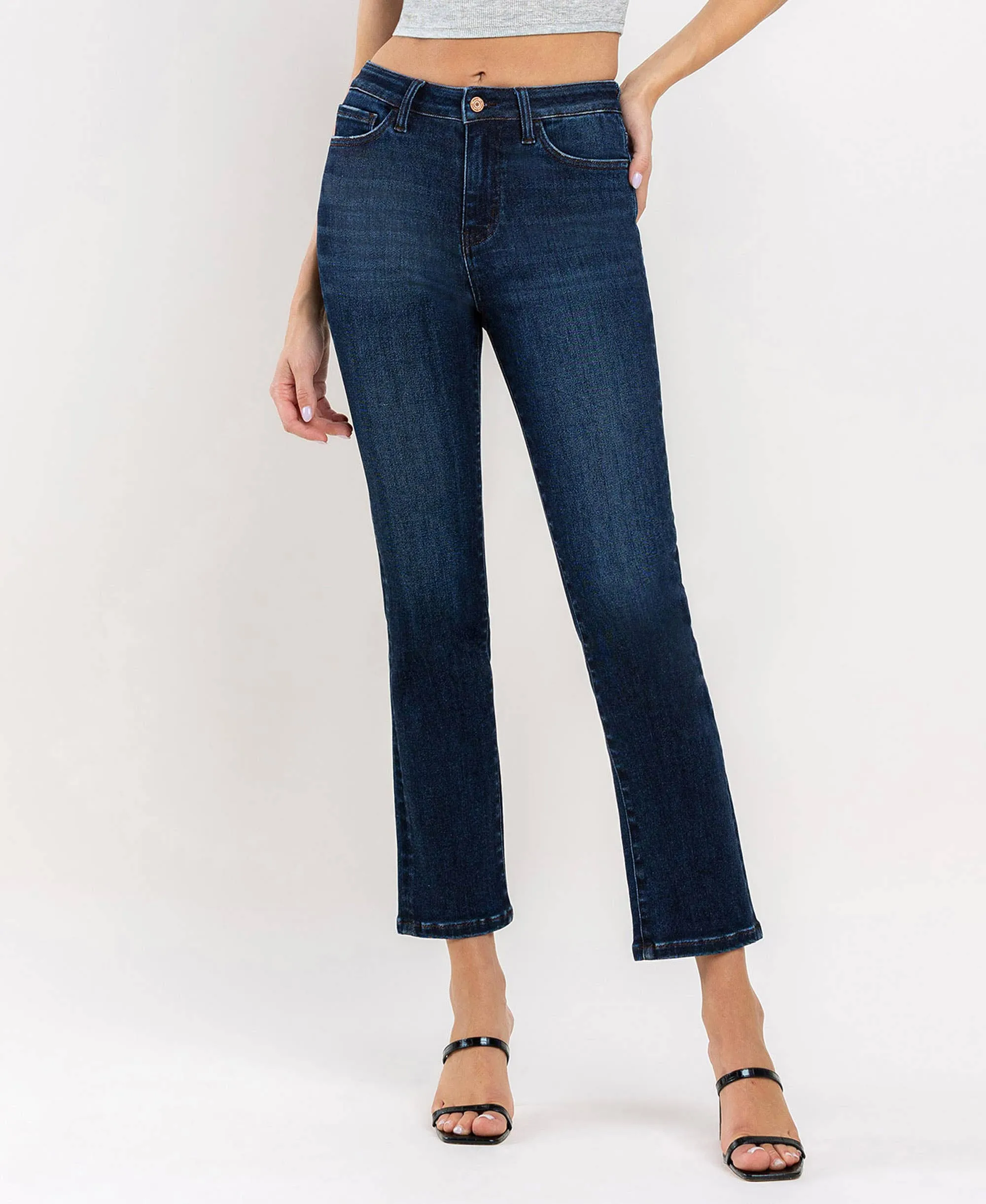 HIGH RISE ANKLE SLIM STRAIGHT JEANS