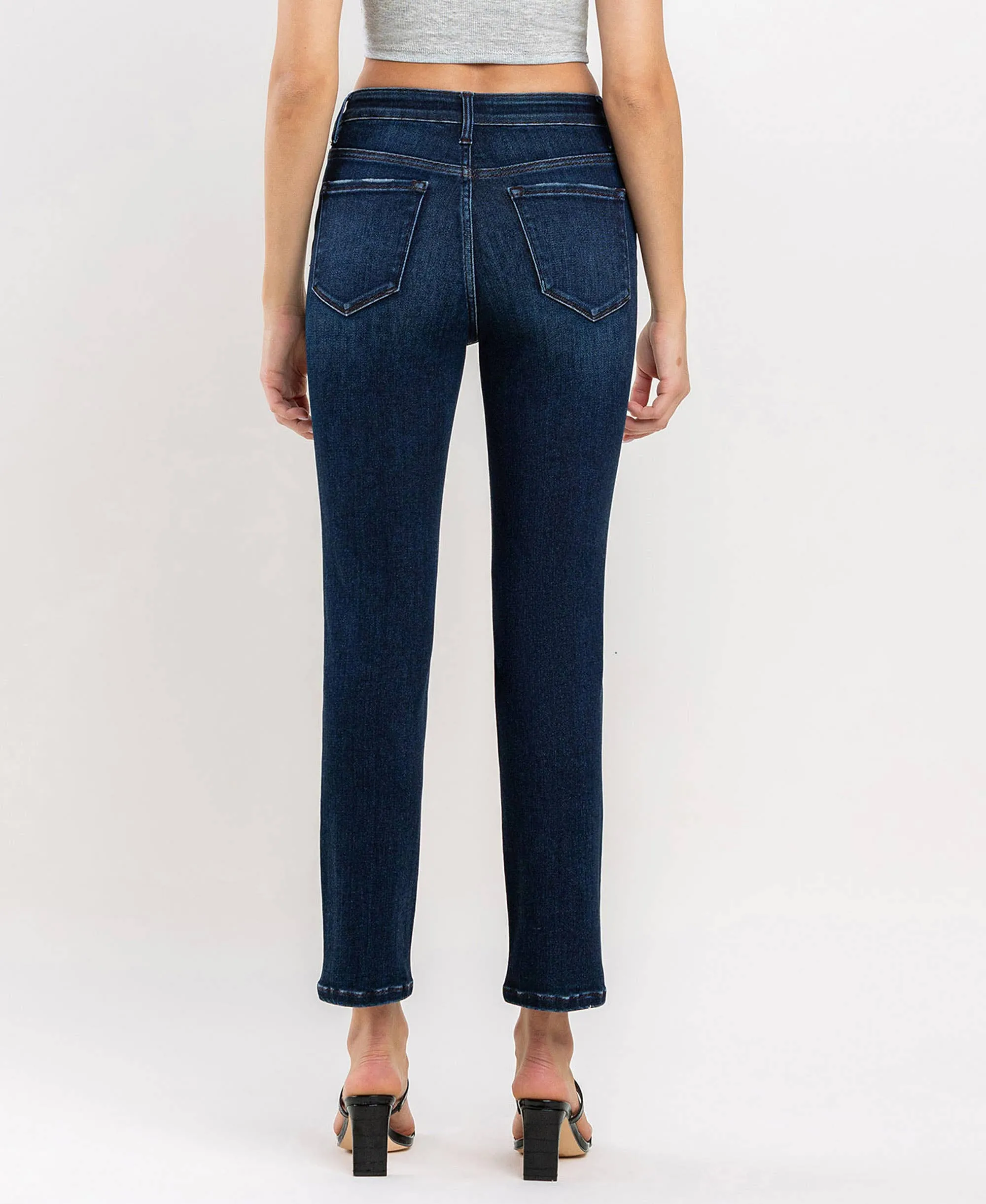 HIGH RISE ANKLE SLIM STRAIGHT JEANS