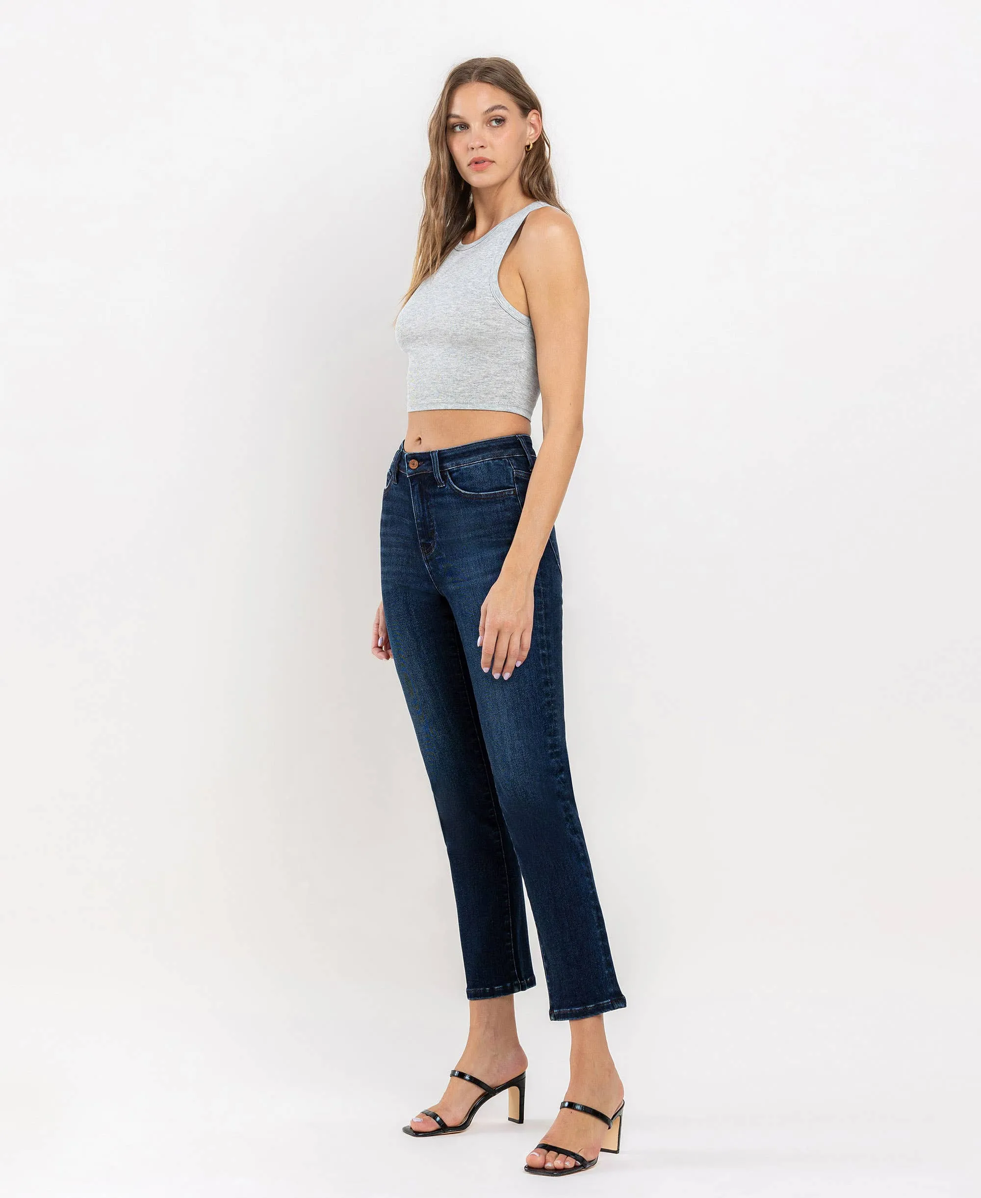 HIGH RISE ANKLE SLIM STRAIGHT JEANS