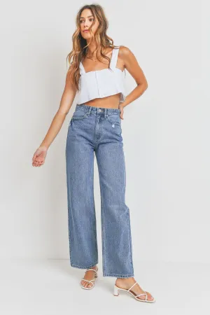 High Waisted Skater Jeans-Medium Denim