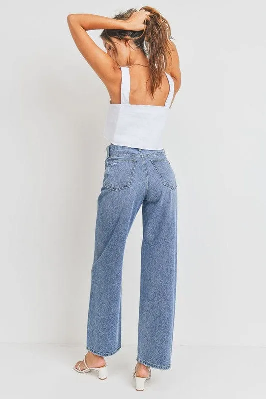 High Waisted Skater Jeans-Medium Denim