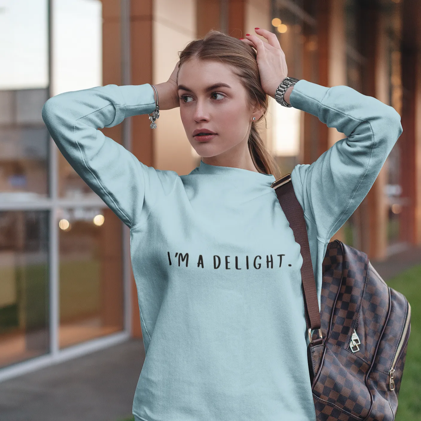 I'm a Delight, Printed Sweatshirt, Funny Sayings Shirt, Funny Crewneck Sweatshirt, Woman's Sweatshirt, Men's Sweatshirt, Funny Sweatshirt