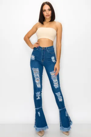 JAZZ-032 Josslyn Distressed Flare Jeans