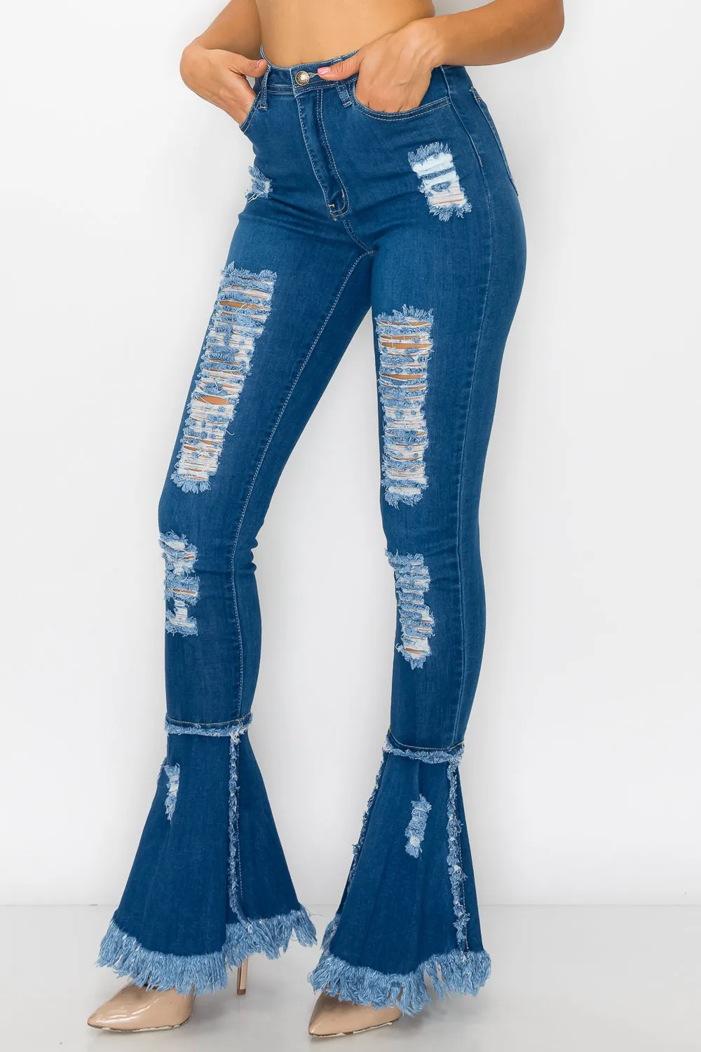 JAZZ-032 Josslyn Distressed Flare Jeans