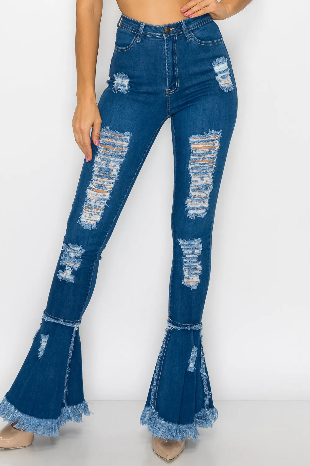 JAZZ-032 Josslyn Distressed Flare Jeans