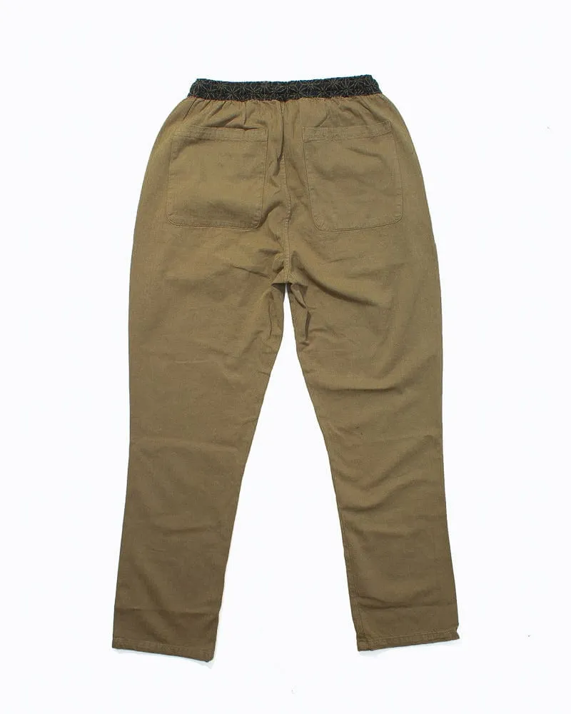 Kiriko Original Pants, Raku, Khaki Asanoha