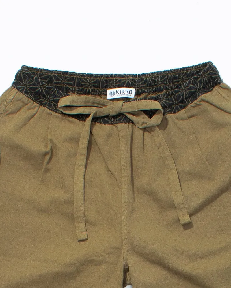Kiriko Original Pants, Raku, Khaki Asanoha