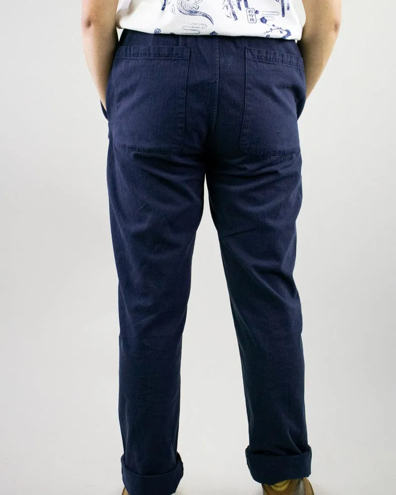 Kiriko Original Pants, Raku, Navy Nami