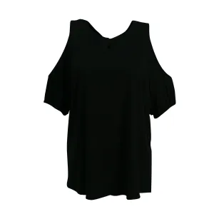 Lauren Ralph Lauren Women's Keyhole Cold Shoulder Blouse Black Size 2X