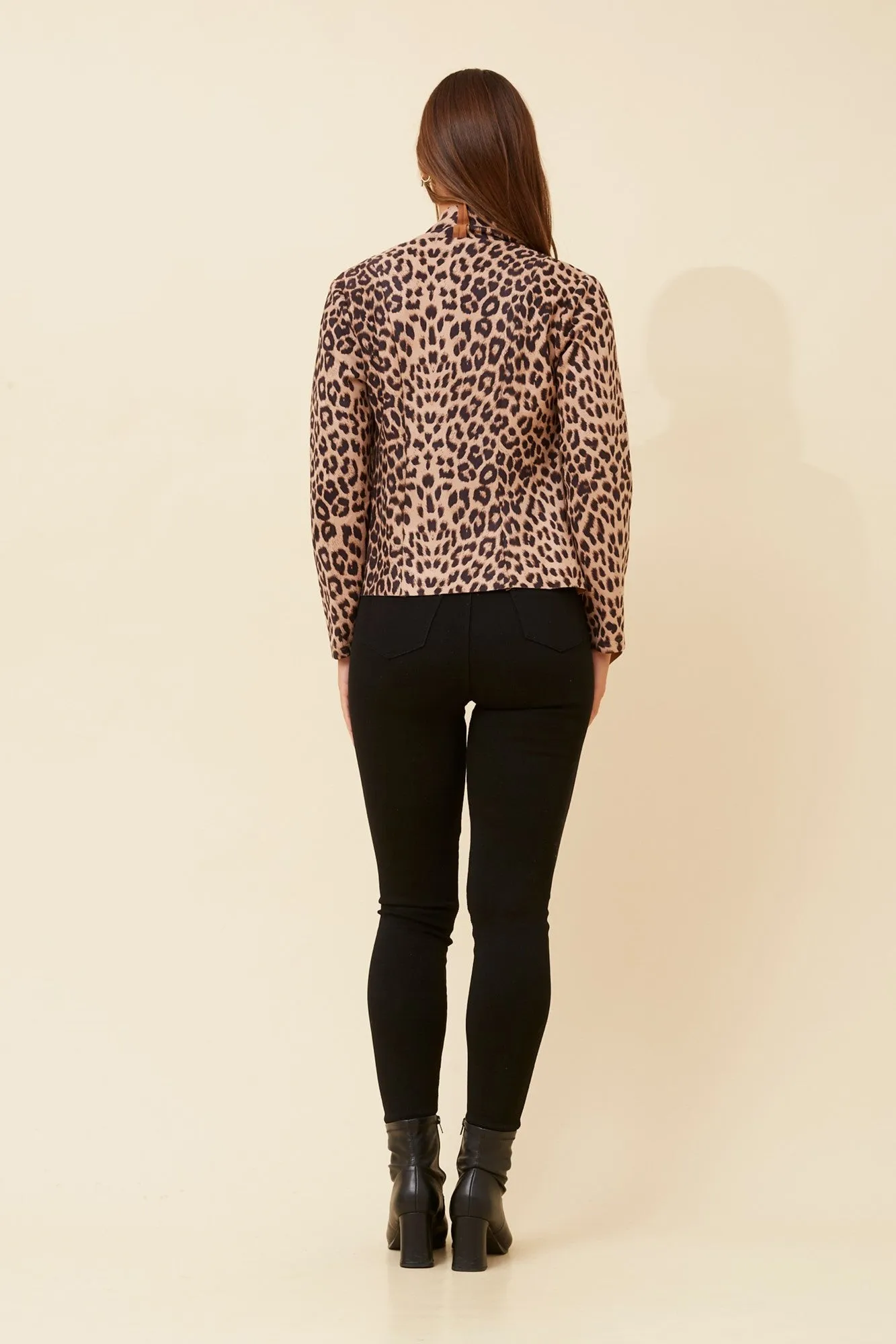 LENI ANIMAL PRINT FAUX SUEDE JACKET