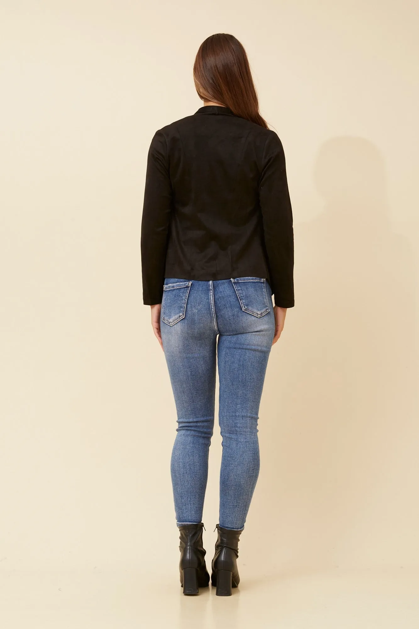 LENI FAUX SUEDE WATERFALL JACKET