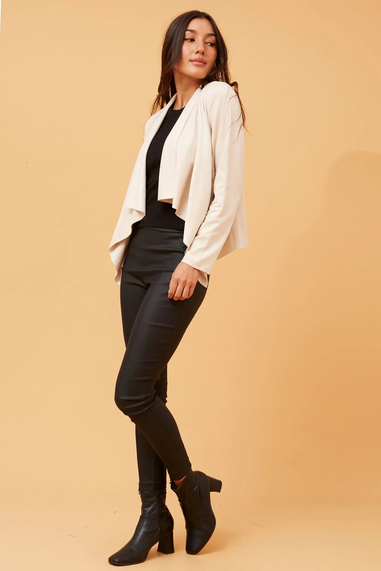 LENI FAUX SUEDE WATERFALL JACKET