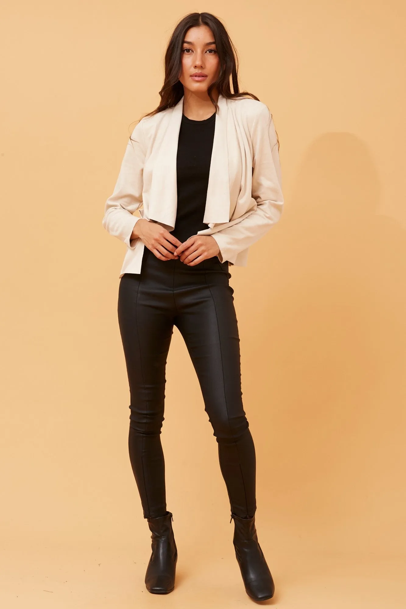 LENI FAUX SUEDE WATERFALL JACKET