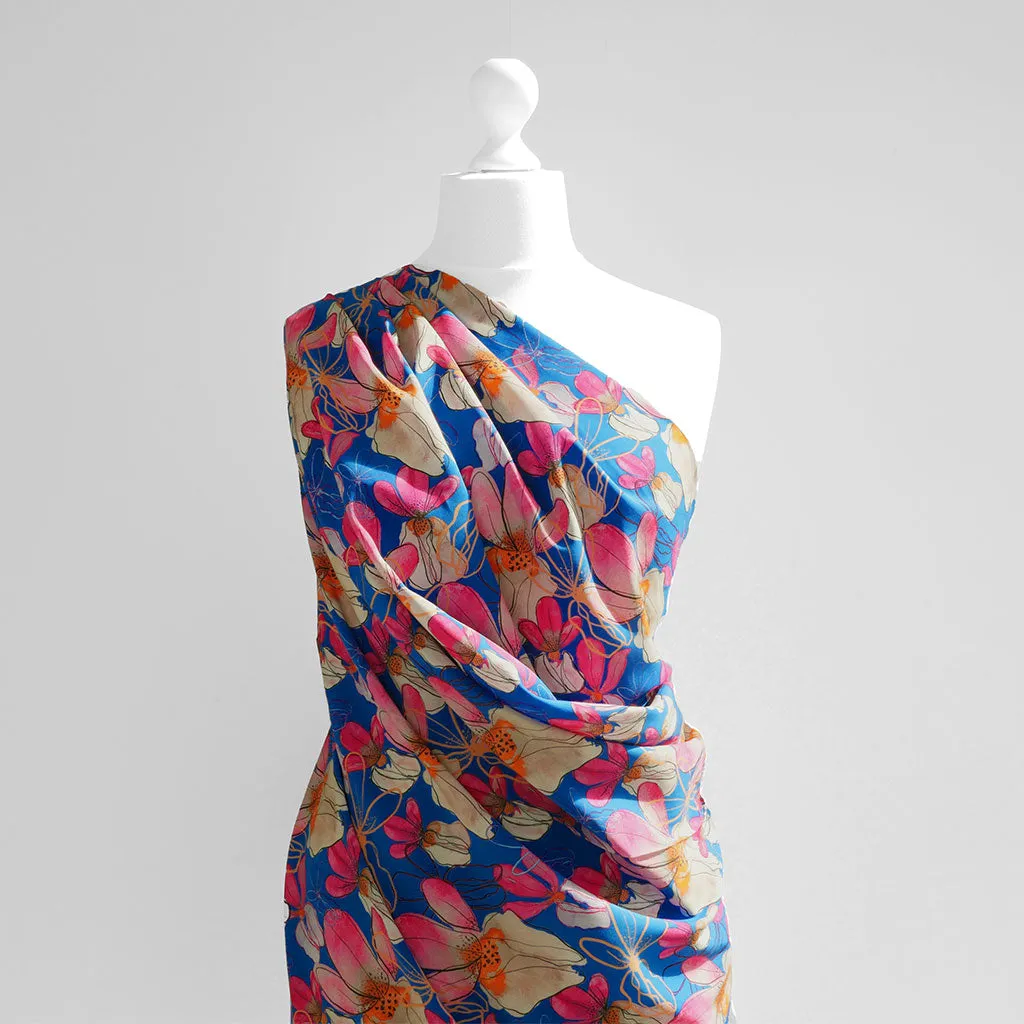 Lenzing Ecovero - Cobalt Mr Beardy Viscose Woven Fabric by Nerida Hansen