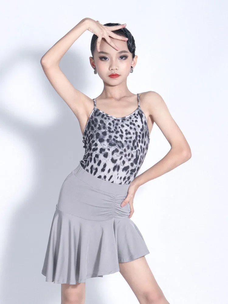 Leopard Print Sling Exercise Clothes Latin Dance Suits Professional Dance Costumes