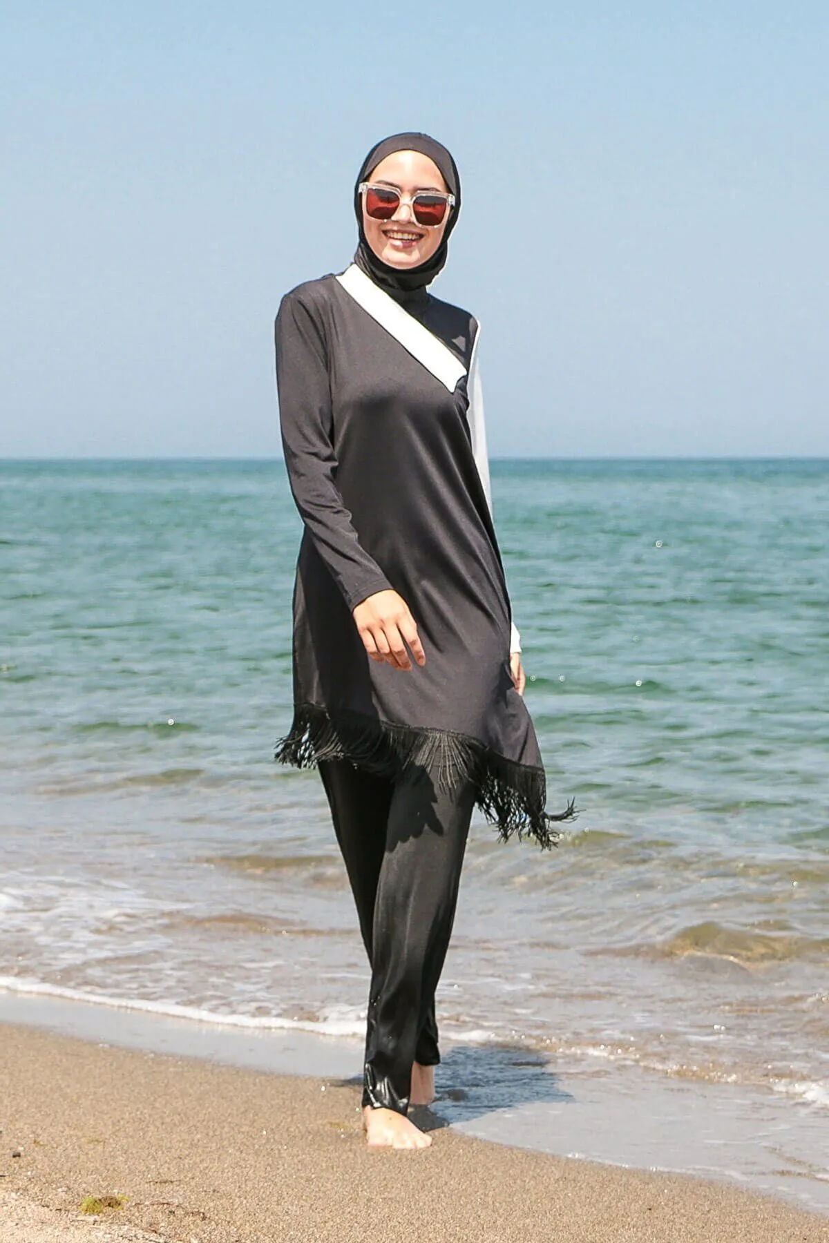 Lycra Black Burkini Modest Swimwear M2107
