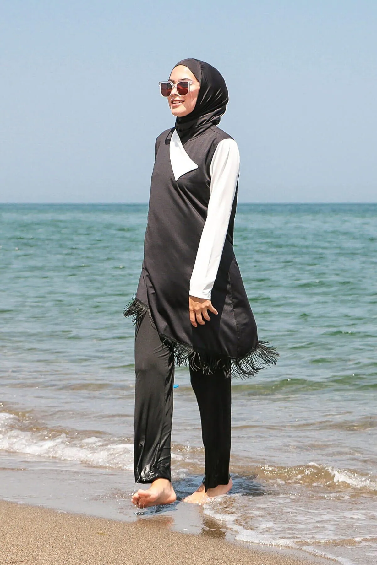 Lycra Black Burkini Modest Swimwear M2107