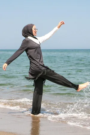 Lycra Black Burkini Modest Swimwear M2107