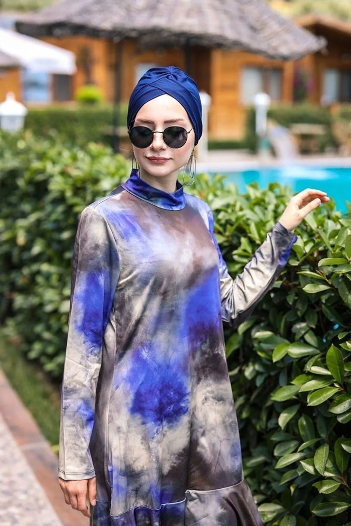 Lycra Navy Burkini Modest Swimwear M2022
