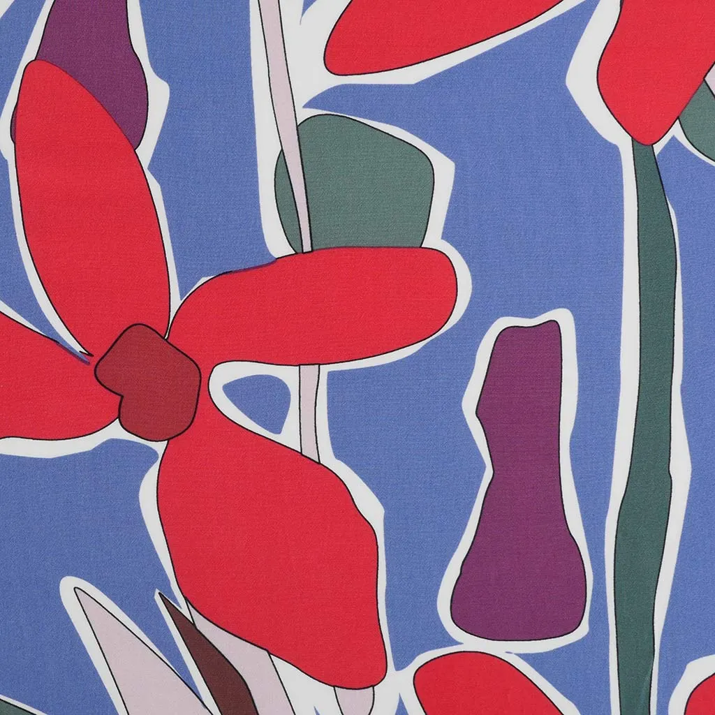 Madison - Blue Pop Flowers Viscose Crepe Woven Fabric