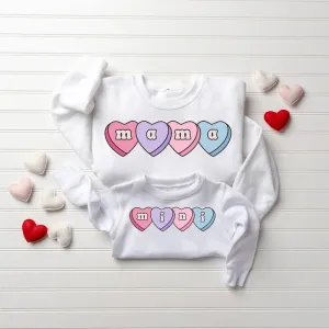 mama   mini heart candy matching crew sweatshirts