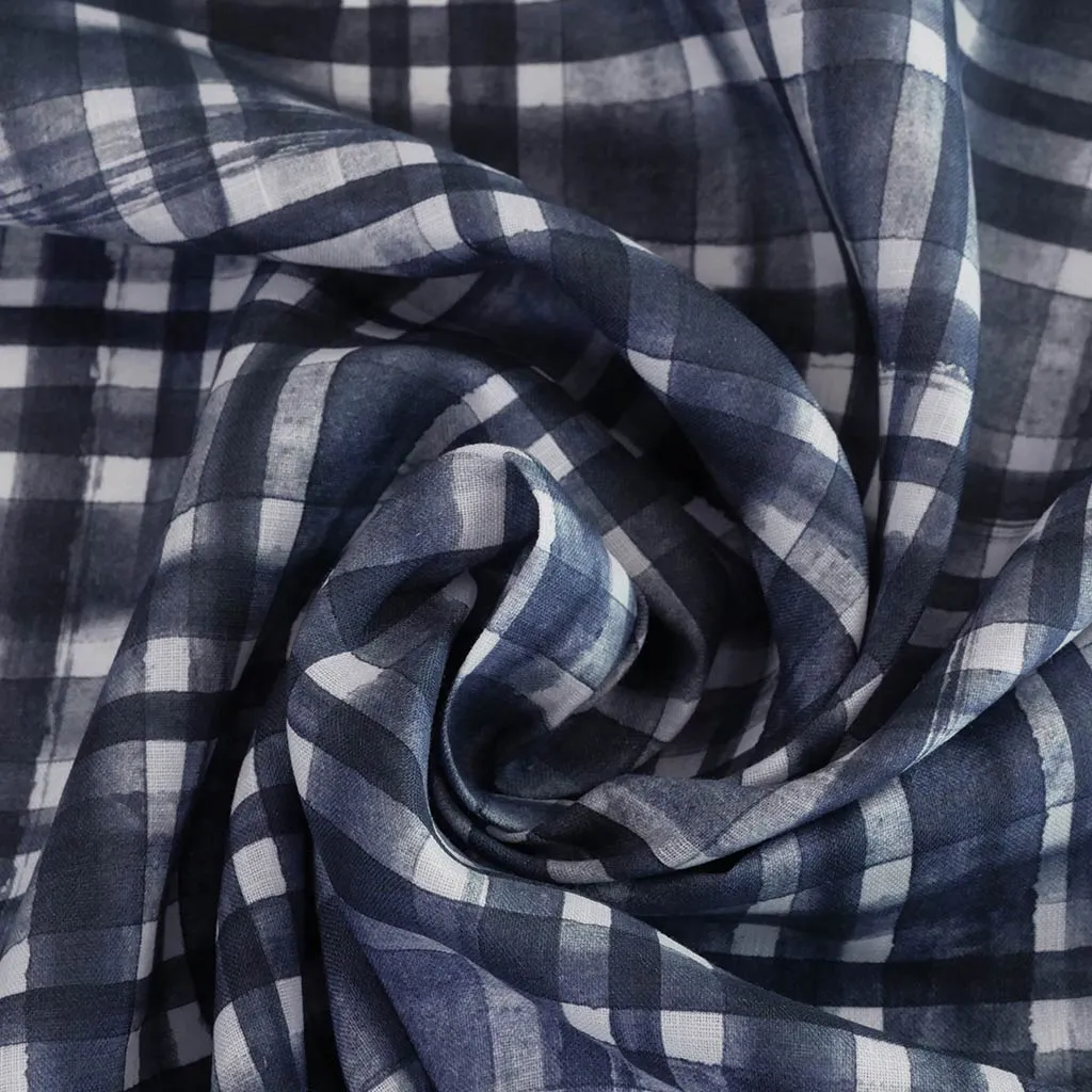 Manhatten - Ink Blue, Midtown Linen Woven Fabric Sample
