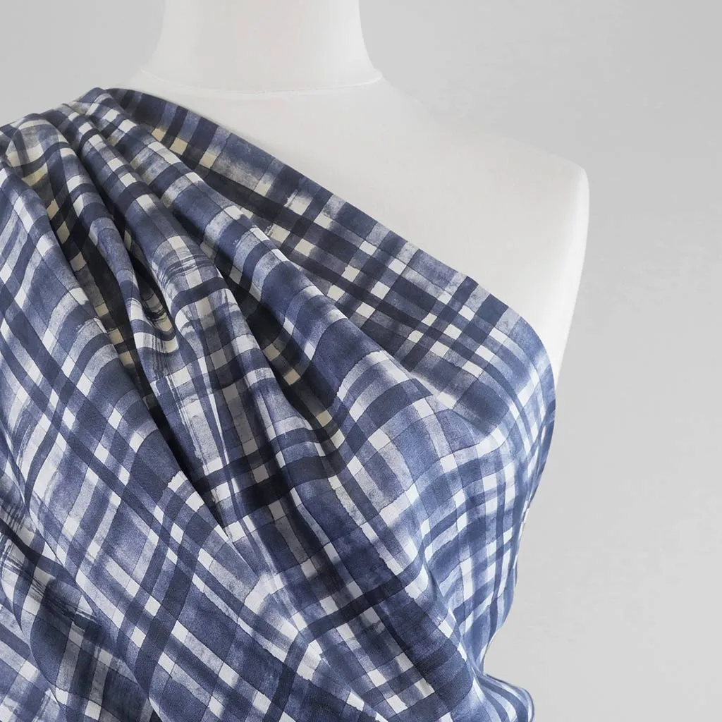 Manhatten - Ink Blue, Midtown Linen Woven Fabric Sample