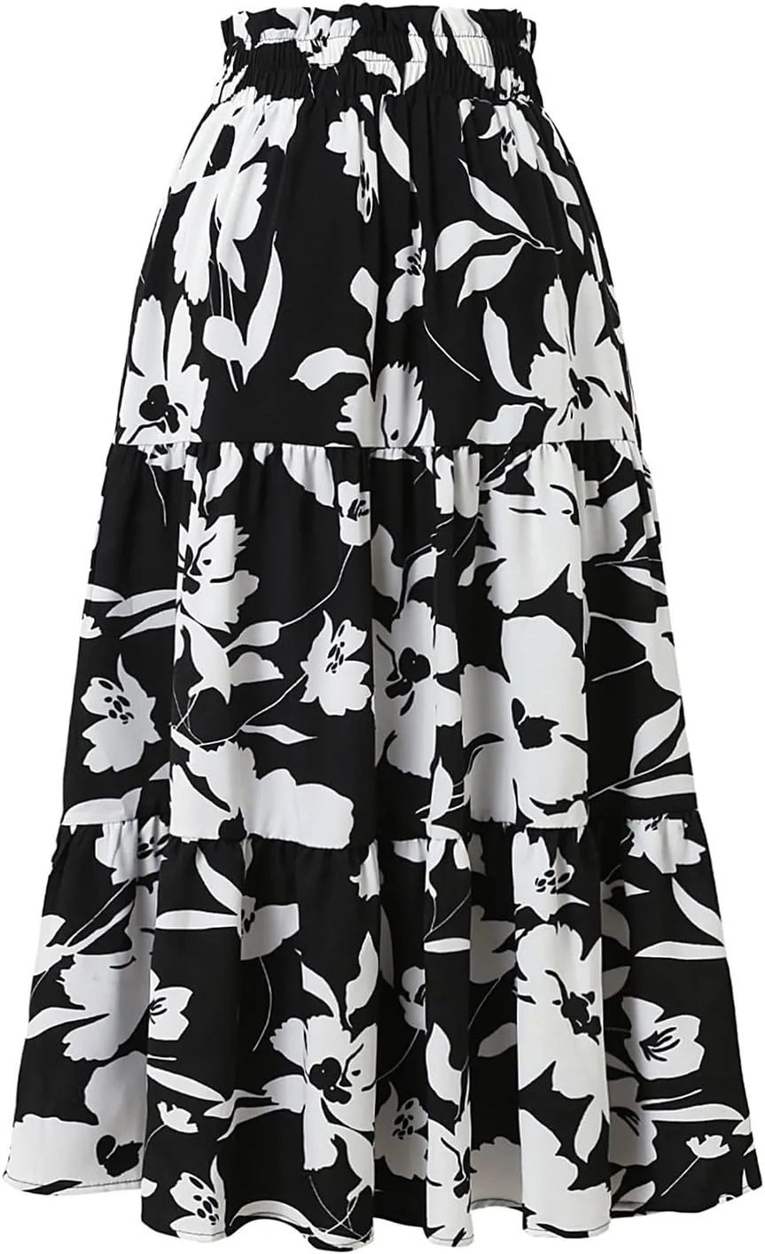 Maxi Skirt Boho Maxi Spring Flowy Boho Comfy Tiered Western Boho Mini Skirt