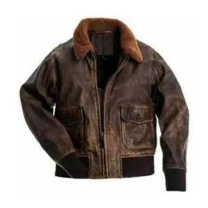 Men Distressed Flight Jacket