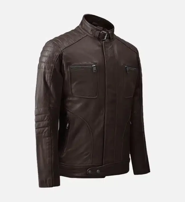 Men's Moto Brown Biker Leather Jacket