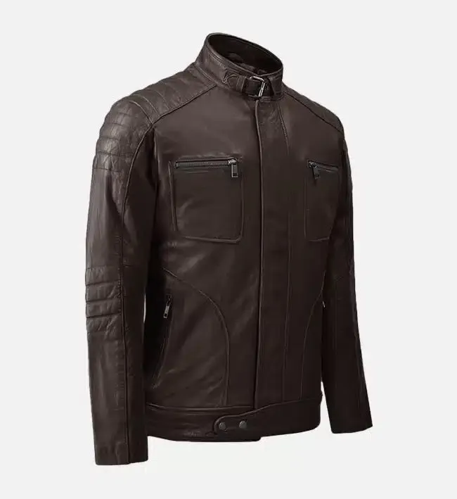 Men's Moto Brown Biker Leather Jacket