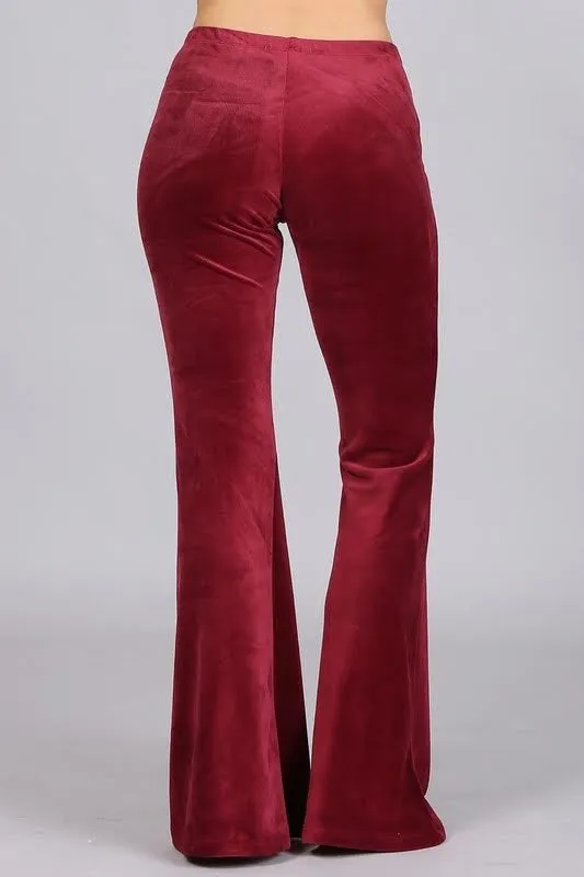 Modern Must Have | Luxe Maroon Velvet Bell Bottoms