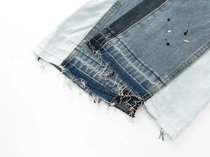 Modern Patchwork Denim Trousers
