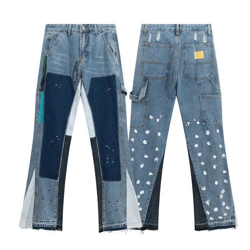 Modern Patchwork Denim Trousers