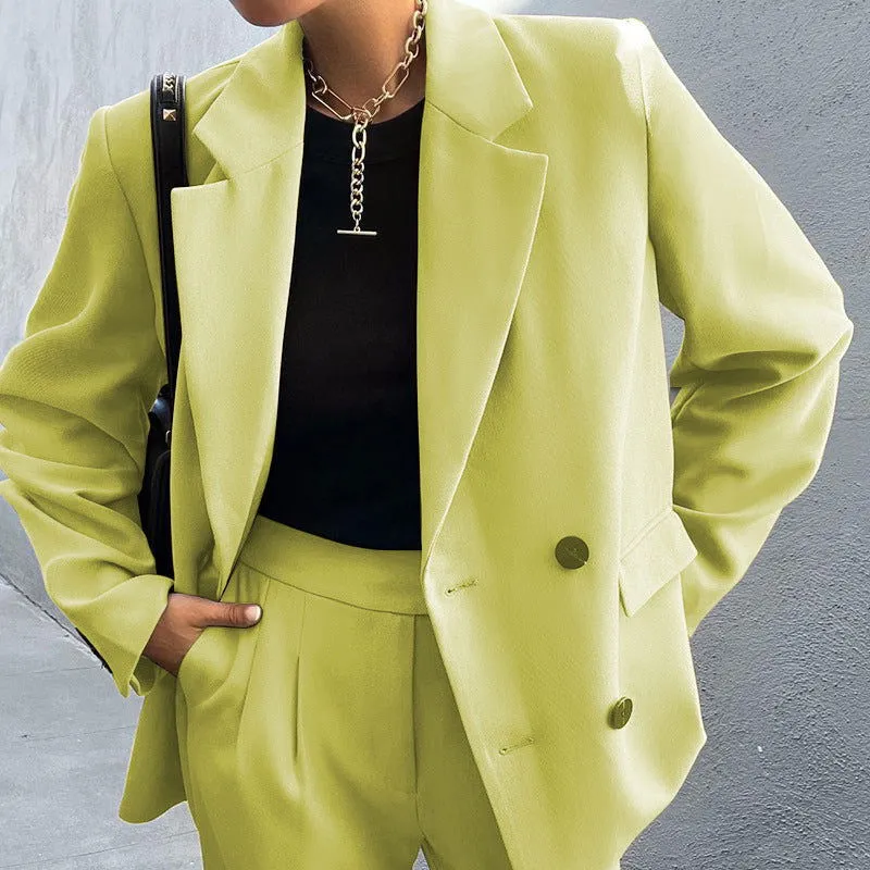 Modern Professional Button Collared Blazer and Pants Suits