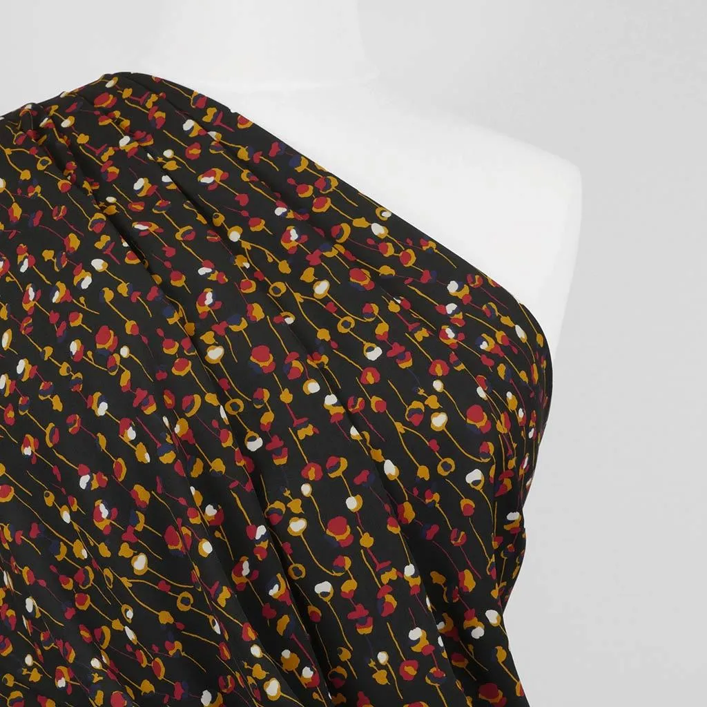 Monroe - Black, Seedlings Woven Crepe Fabric Sample