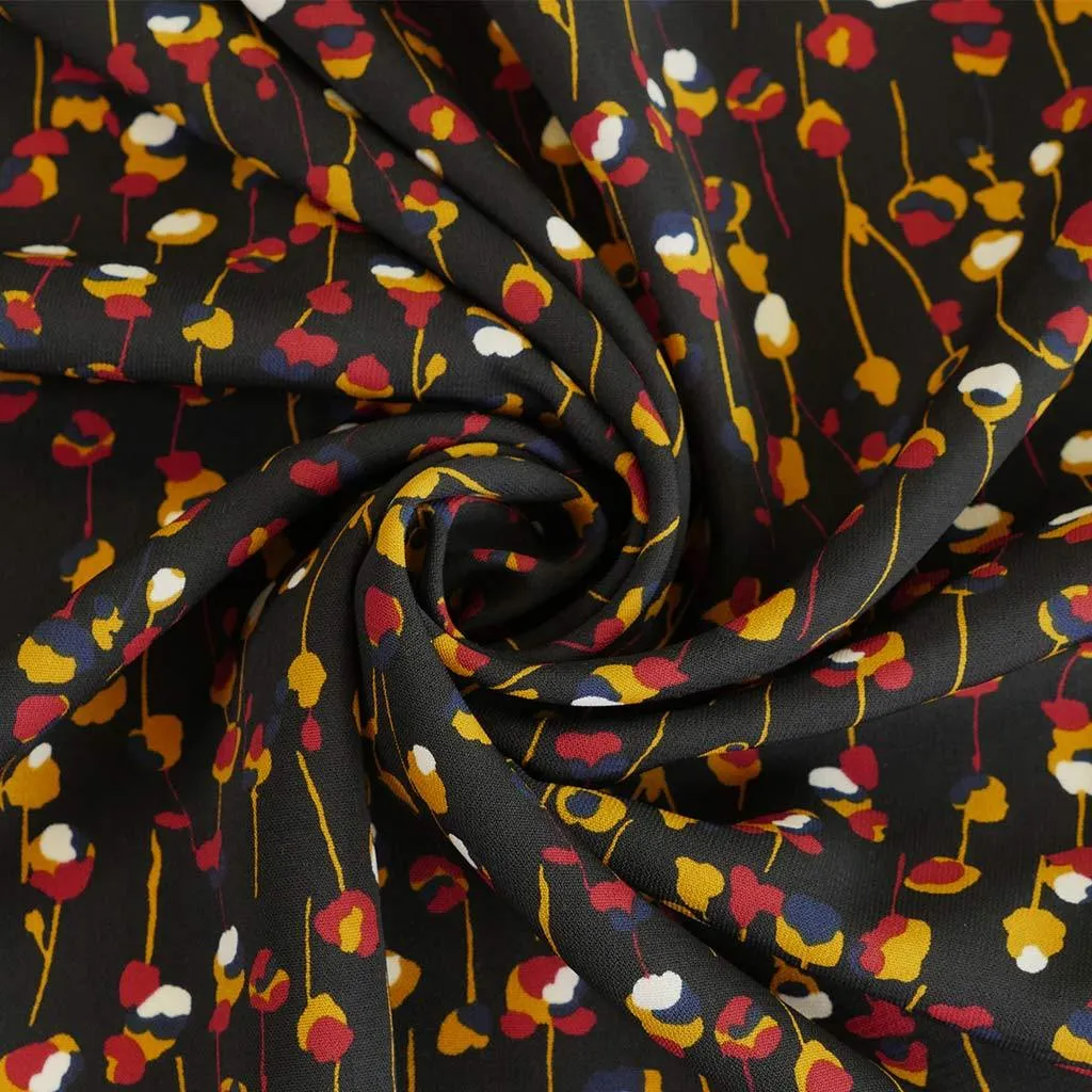 Monroe - Black, Seedlings Woven Crepe Fabric Sample